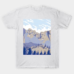 Mount Rushmore National Memorial Shrine of Democracy South Dakota USA WPA Art Poster T-Shirt